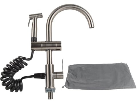 Grifo para Fregadero de Cocina con Rociador Lateral, Grifo de Cocina de una Sola Manija de Acero Inoxidable, Grifo de Fregadero Moderno, Grifo de Agua Multifuncional para Cocinas Comerciales Doméstica