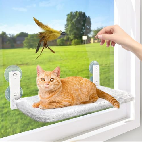 XHDA Foldable Cat Hammock - 52x30cm Window Perch with Strong Suction Cups, Holds Up to 20kg