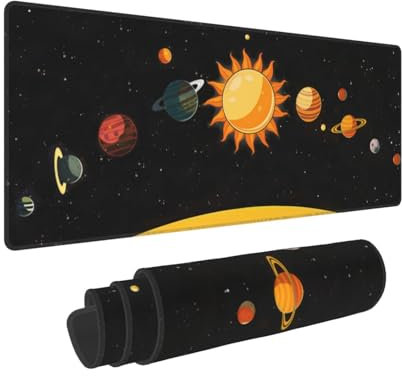 Ideeze Grand tapis de souris, système solaire Outer Wilds, grand tapis de souris d'ordinateur étendu clavier complet pour jeux de 30 x 60 cm, bureau, maison, couleur 21