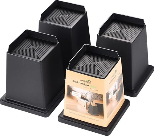 MONTIHOLD Lot de 4 rehausseurs de lit de 15,2 cm – Supporte 453,6 kg chacun, protection du sol – Parfait pour les canapés, les bureaux et les tables