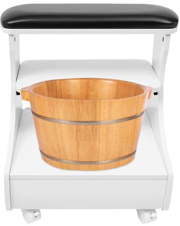 Fußstütze Pediküre Fußruhe schminkhocker fussbad Maniküre Möbel Trolley für Fußbad Fußbad Hocker mit Rädern Hause Salon Gebrauch 52*41*55 cm Beinstütze Fußpflege Nagel Salon Spa Massage (Schwarz)