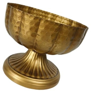 MagiDeal French Urn Planter Flower Planter Ornaments Rustic Classic Photography Props Decorative Vase Small Flowerpot for Office Home, 20cm Deep Gold
