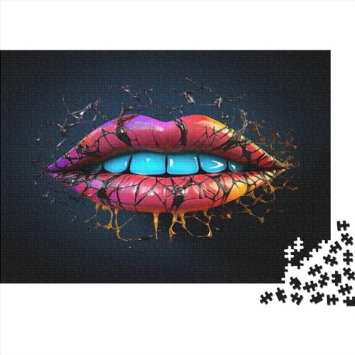 Lip Print Jigsaw Puzzles for Adults 1000 Piece Jigsaw Puzzles for Adults Home Puzzles for Adults Kids Educational Games Home Jigsaw Puzzle 1000pcs (75x50cm)