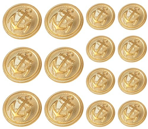Ymapinc 14 Stück Goldene Knöpfe mit Anker-Motiv Mode Knöpfe Hochwertige Ankerknopfe Gold Für Nähen Jacken Uniformen Anzügen Mänteln und Windjacken(18/23mm)