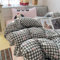 Nyescasa Housse de Couette 220x240 Noir à Carreaux Moderne Motif Nœud Papillon Rose Parure de lit Adulte 2 Personnes en Microfibre Housse Couette avec Fermeture Éclair et 2 Taies d'oreiller 65x65 cm
