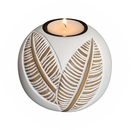Portavelas Blanco y Marrón Claro para Decoración Nórdica de Estilo Minimalista, Candelabro Moderno para Velas de Té Aromáticas, Idea de Regalo para Decoración de Hogar
