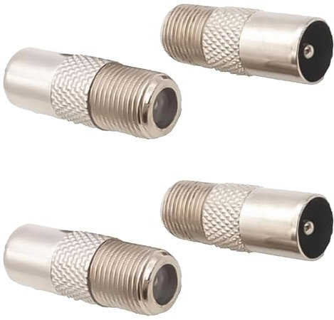 Bamyli 4 Pack TV Aerial Coaxial Connectors Cable F-Connectors, Sky to Tv Aerial Adapter for TV Satellite Sky Antenna F Type Screw Socket to RF Coax Plug Aerial Male Adapter