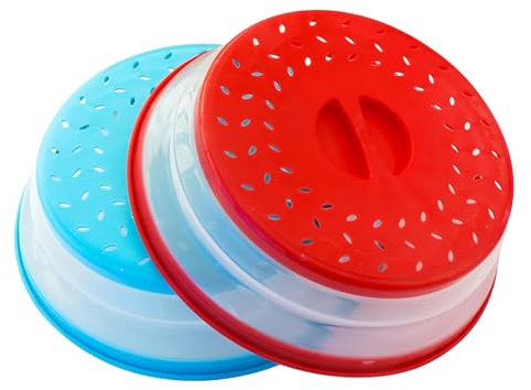 2 Stück Mikrowellen Abdeckung, Abdeckhaube Mikrowelle, Mikrowellen Teller, Bpa-Frei, TPR, Für Lebensmittel, Verstellbare Dampfdecke, 21.7cm