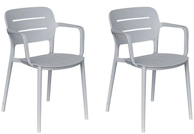 LC Garden Veti Stapelstühle 52,5x53x79cm Gartenstühle Terassenstühle Bistrostühle (Grau, 2er Set)