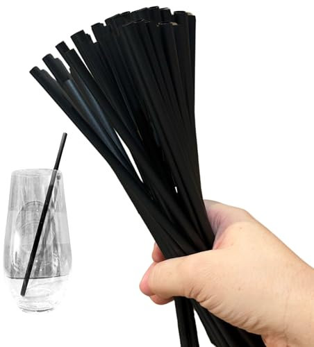 SYLVA x100 Black Sugarcane Straight Straws Reusable,Eco-Friendly Drinking Straws BPA-Free| Natural Sugarcane Based Straws for Kids, Adults, Parties & Picnics