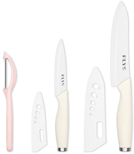 Plys Cuchillo Ceramica Cocina Hoja Blanco: Juego de Cuchillos Ceramica - Set de Cuchillos de Cocina Verduras