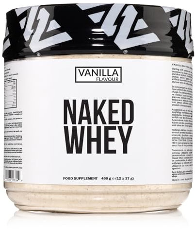 Naked Whey Protein Supplement Powder, Vanilla, GMO Free, Soy Free, Gluten Free Aid Muscle Growth and Recovery 450g