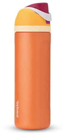 Owala FreeSip Insulated Stainless Steel Water Bottle with Straw for Sports, Travel, and School BPA-Free Sports Water Bottle, 24 oz, Citrus Crush