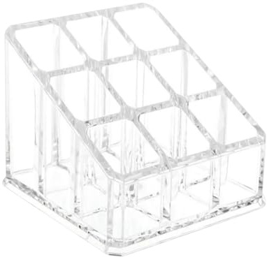 GSHLLO Lippenstift-Halter, 3 Reihen, 9 Fächer, transparenter Acryl-Lippenstift-Halter, kleiner Lipgloss-Organizer, Parfüm-Vitrine, Kosmetik-Aufbewahrungskoffer, Mascara-Aufbewahrung, Organizer für