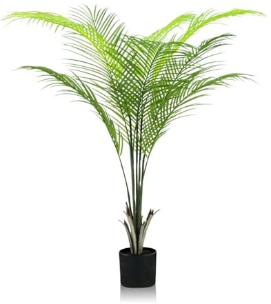 GOVIRAYE Künstliche Areca Palme 120 cm im Topf – Große Kunstpflanze realistisch, wetterfest & UV-beständig, Deko Zimmerpflanze für Wohnzimmer, Büro, Balkon, Terrasse oder Outdoor