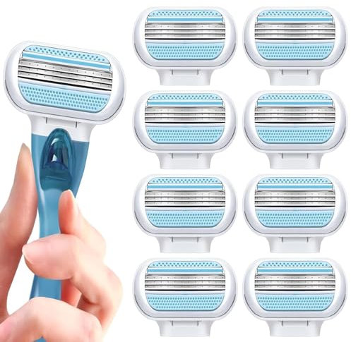 SHANHAIKX Venus Smooth Ersatzklingen Damenrasierer,Set von 8,Rasierklingen für Rasierer Damen,Venus Rasierklingen Damen,3 Von Schutzkissen Umgebene Klingen,Die Sich Der Körperkontur Anpassen
