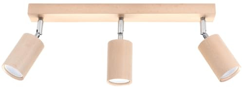 SOLLUX lighting Deckenlampe Deckenleuchte Deckenstrahler Holz 3 Flammig LED Lampe Glühbirne 3000K Naturholz Vorix