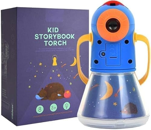 Genérico - Lámpara de proyector de historias para niños, luz nocturna, juguete educativo Montessori de 3 a 6 años, libro de historias para proyectar, linterna multifunción, 12,5 x 7,5 cm