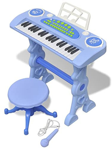 vidaXL Kinder Piano Klavier Keyboard Spielzeug Hocker Mikrofon Musikinstrument