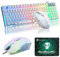 UrChoiceLtd Teclado Ratón Teclado Arcoiris Arcoiris Backlit Teclado USB + 2400DPI Ratón 6 Botones Optical LED Gaming Ratón Para Ordenador + Juego Mouse Pad 240 * 200 * 3mm Tamaño Estándar (Blanco)