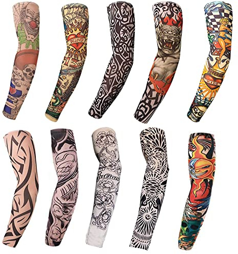 Tatoo Sleeves Men, Women, and Kids – Fake Temporary Tattoo Sleeve for Outdoor Sports, Random Pattern