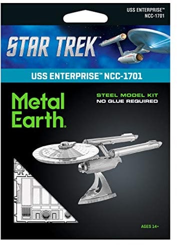 Fascinations MMS281 Metal Earth Metallbausätze - Star Trek Starship Enterprise NCC-1701-D,lasergeschnittener 3D-Konstruktionsbausatz,3D Metall Puzzle,DIY Modellbausatz mit 2Metallplatinen, ab 14 Jahre