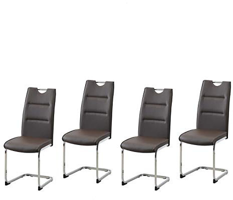 HTI-Line Schwingstuhl 4er Set PU braun DannyC Freischwinger Esszimmerstuhl Kunstleder