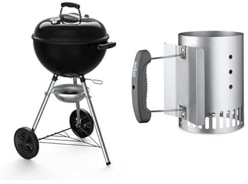 Weber Original Kettle Barbecue a Carbone, & Oslash; 47 cm, Nero (13101053) & 7447 Compact Rapidfire Chimney Starter