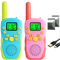 Aojiao Rechargeable Walkie Talkies for Kids 8 Channels 2 Way Radio Toy with Lithium Battery Backlit LCD Flashlight 3 KM Long Range for Boys Girls Birthday (Blau und Pink, 2 Pack)
