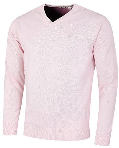 Calvin Klein Pull à col en V en Coton Doux pour Homme - Rose - S