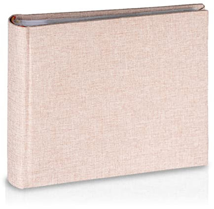 Leinen Einsteckalbum für 100 Fotos 10x15 - Fotoalbum zum Einstecken mit Langlebigen Taschen & Extra Platz für Notizen | Einfache Handhabung | Photo Album als Geschenk für Familie Zartrosa