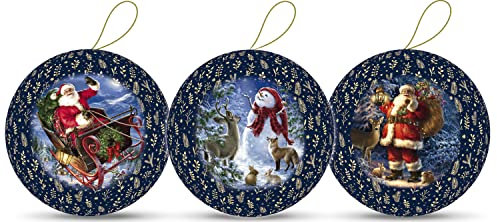 Nestler Weihnachtskugeln aus Pappe zum Füllen, Serie Blue Christmas - Christbaumkugeln Set aus 3 Motiven (10 cm)