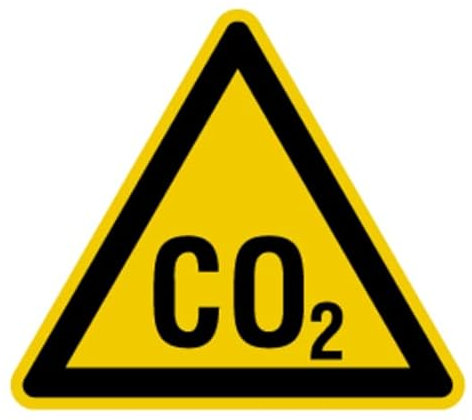 Aufkleber Warnung „CO2“ Hinweis Schild Folie selbstklebend, signalgelb | Größen wählbar Made in Germany, Größe: SL 20 cm