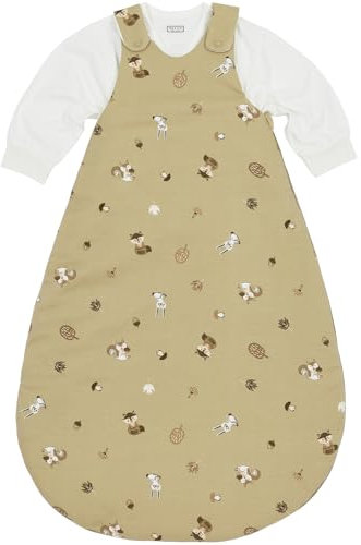 Meyco Baby Forest Animals Schlafsack 2-teilig, gefüttert (aus 100% Baumwolle, mit Rundum-Reißverschluss, hautfreundlich, Faltenresistent, Größe: 80/86), Sand