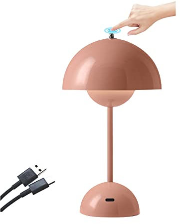 O·Lankeji Led Tischlampe Kabellos Akku, Touch Dimmbar Flowerpot Tischleuchte mit 3 Helligkeitsmodi, Dekorative Retro Nordeuropa Schreibtischlampe für Schlafzimmer, Restaurants, Bars, BüRo
