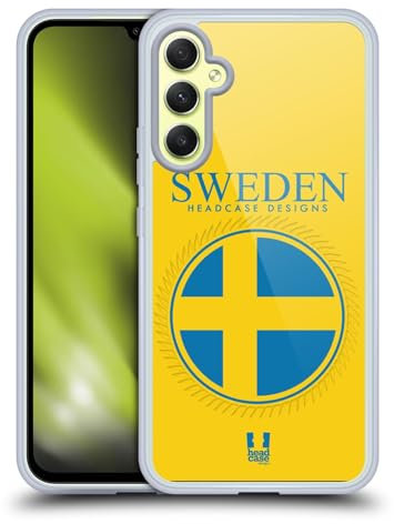 Head Case Designs Sweden Swedish Sverige Flag Fahne Flicken 2 Gel Handyhülle Hülle [Militärischer Schutzgrad] Kompatibel mit Samsung Galaxy A34 5G