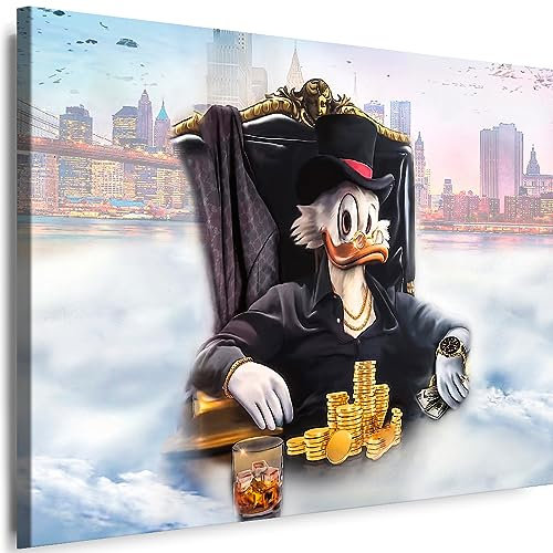 Myartstyle Leinwand Bilder McDuck Rich, Cartoons, Geld, Money, Kunstdruck Wandbilder Canvas (115 x 75 cm)