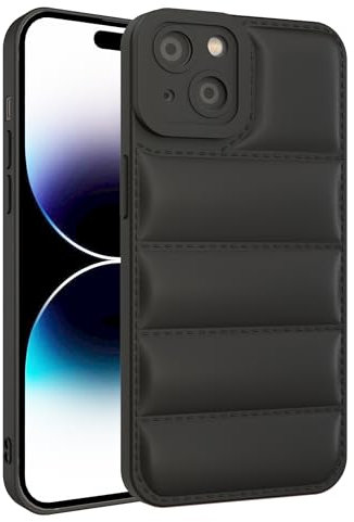 GTElectro Case for Apple iPhone 15 Plus, Puffer Jacket Design Soft Slim TPU Protective Cover with Camera Protection, Durable Phone Case, Shockproof Flexible iPhone 15 Plus Case (Black)