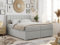 MKS MEBLE Boxspringbett 200x200 Mit 2 Bettkästen, Polsterbett Mit Matratze H3 Topper, Bett Mit Kopfteil - Hellgrau Strukture - H3 - Ally