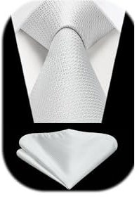 Enlision Silber Krawatten Für Herren Einfarbig Hochzeit Krawatte mit Taschentuch Formelle Elegant Krawatte & Einstecktuch Set