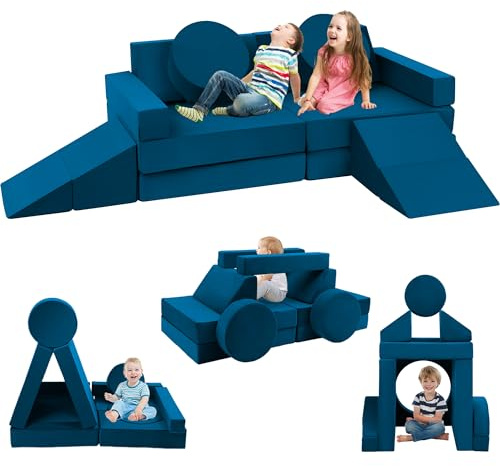 Edbuosy Toddler Couch Kids Sofa Modular - 18pcs Children Couches Building Fort, Convertible Foam Playing Cushion Creative Playroom Floor Furniture for Baby 1-3 to Teen Sofa and Play Set