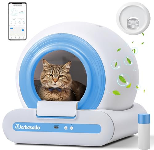 JORBASADO Self Cleaning Automatic Litter Box 65L+9L With APP Control, Odor Removal Device, Smart Automatic Cleaning for Multiple Cats Families