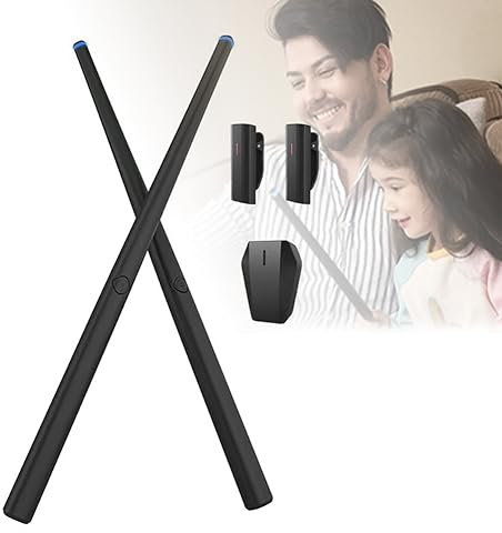 Baguettes de batterie Bluetooth de réalité virtuelle avec lumières pour enfants, adolescents et adultes – Comprend une pédale et un récepteur
