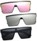 FUIPVGI 3 Paar übergroße, quadratische Sonnenbrille, flache Oberseite, für Damen und Herren, 70er-Jahre-Steampunk-Stil, UV-Schutz, für Outdoor-Aktivitäten und gesellschaftliche Veranstaltungen
