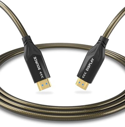 8K Fibre Optic Upgraded Outdoor Armored HDMI 2.1 Cable 33ft,Ultra High Speed 48 Gbps, 8K@60Hz 4K@120Hz Dolby Dynamic HDR eARC,Compatible with PS5/Xbox/LG Samsung Sony TV/Blu-ray/Monitor/Projector