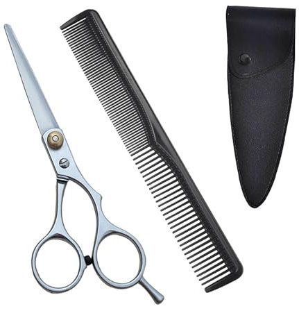 iCovalescent Forbici Parrucchiere Professionali, Premium Forbice Capelli Con Pettine E Caso, Parrucchieri Barbieri Donna, Uomo, Bambino (15.5cm)