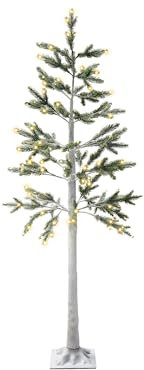 Arbre de Noël Style Scandinave Artificiel 180 cm avec Lumières LED Intérieur Extérieur PE Enneigé Blanc Albioni