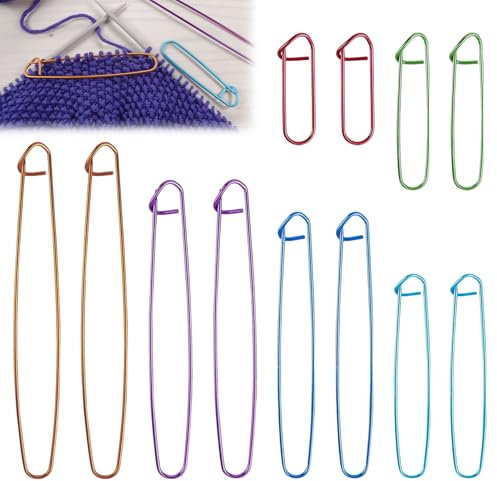 12 Pcs Arrête Mailles à Tricoter,Tricoter Crochet,Accessoires Tricot,Crochet Tricot,Aiguilles à Tricoter,Epingles à Nourrice Métal Coloré pour Artisanat à Tricoter Bricolage,Couleur Aléatoire