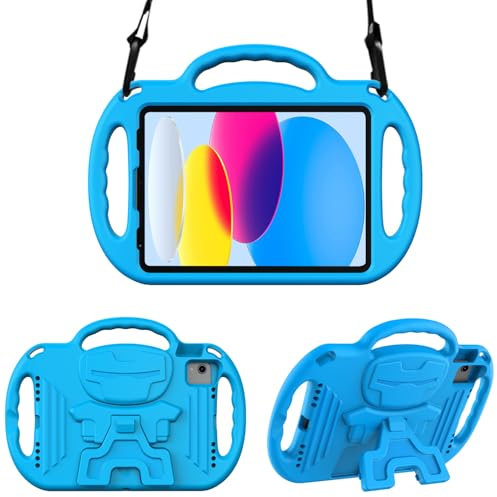 Surom Kids Case for New iPad A16 11th Generation 11-inch 2025/10th Generation 2022 & Air 11 (M3/M2) 2025/2024 & Air 5th/4th Gen & Pro 11, Shockproof Case with Shoulder Strap Handles Stand, Blue