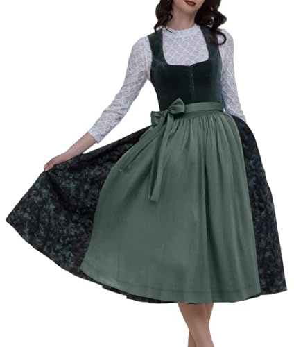 Dirndl Für Damen, Midi Trachtenkleid Schürze Dirndlbluse Oktoberfest Dresses Dirndlkleid, Bierfestkostüm Damen Elegantes Cosplay-Kleid Oktoberfest Party-Outfit Mittelalterliches Dirndl Festgewand